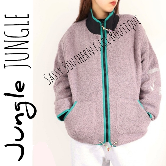 🆕⭐ JUNGLES JUNGLES Sherpa fleece embroidered jacket - Picture 1 of 15